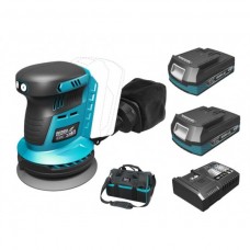 Dedra Set Masina orbitala de slefuit cu 2 acumulatori Li-Ion 18V 2.0Ah incarcator rapid 125W si geanta